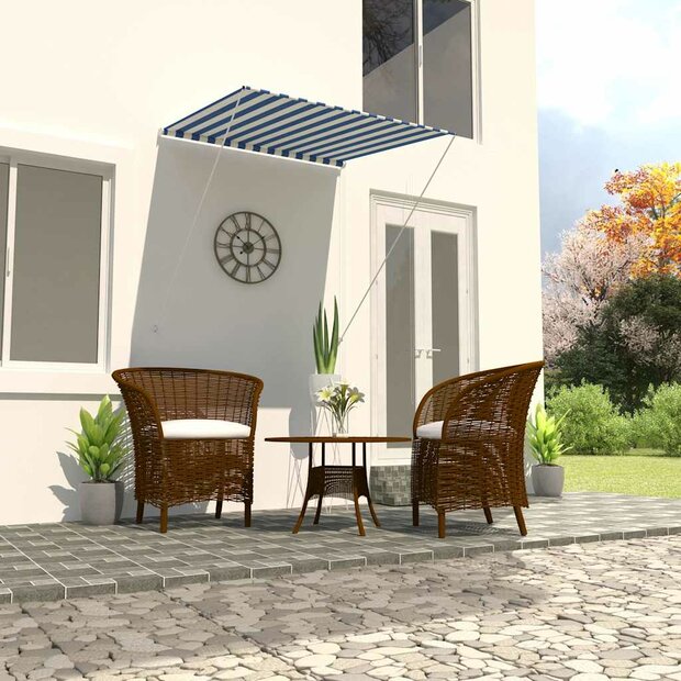 Luifel uittrekbaar 100x150 cm blauw en wit 1