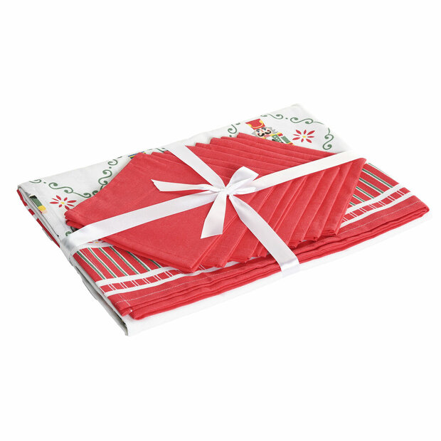 Vlekbestendig tafelkleed van hars Home ESPRIT Wit Rood Groen Beige (9 Onderdelen) 1