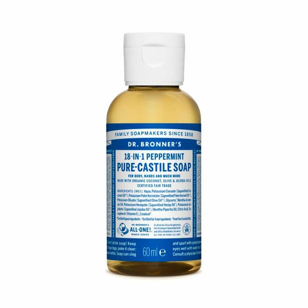 Vloeibare Zeep Dr Bronner&amp;apos;s 18 in 1 Peppermint 60 ml 1