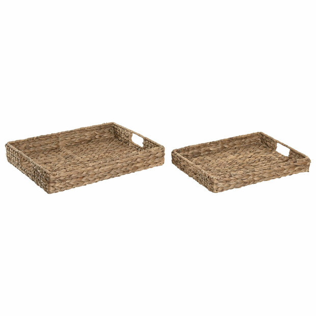 Snackdienblad Home ESPRIT Natuurlijk Tropisch 45 X 35 X 8 CM (2 Stuks) 1