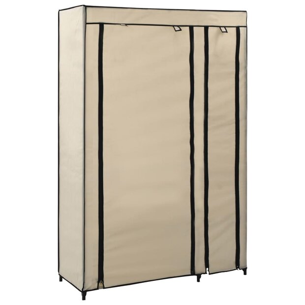 Kledingkast opvouwbaar 110x45x175 cm stof cr&egrave;me 1