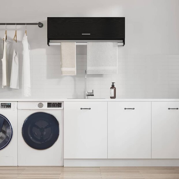 Kledingkast Zwart Eiken 100 x 32,5 x 35 cm Bewerkt hout 1