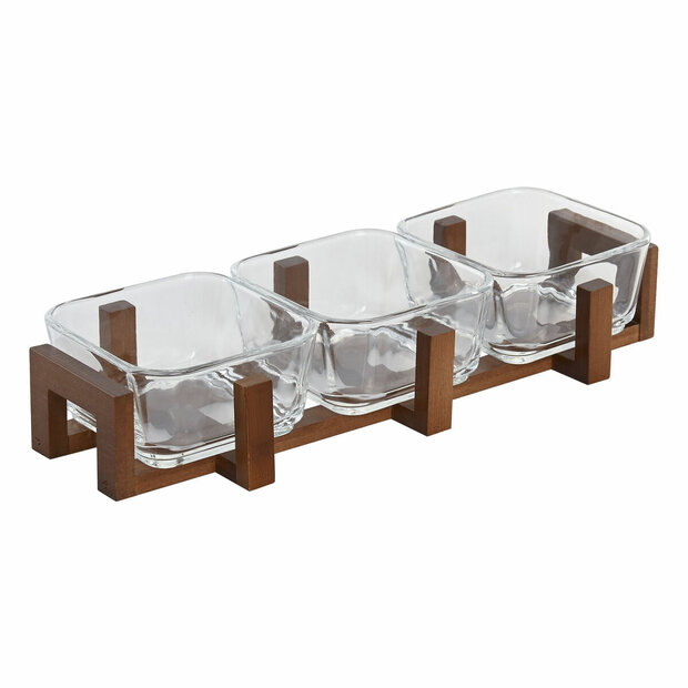 Snackdienblad Home ESPRIT Transparant Natuurlijk 300 ml 32 x 12 x 6 cm 1