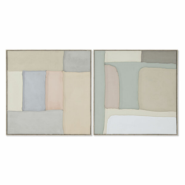 Schilderij Home ESPRIT Groen Beige Abstract Stads 92 x 3,8 x 92 cm (2 Stuks) 1