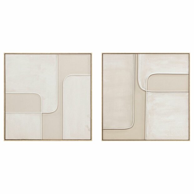 Schilderij Home ESPRIT Wit Beige Abstract Stads 92 x 4,5 x 92 cm (2 Stuks) 1