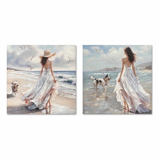 Schilderij Home ESPRIT Blauw Wit Mediterrane 80 x 3 x 80 cm (2 Stuks) 1