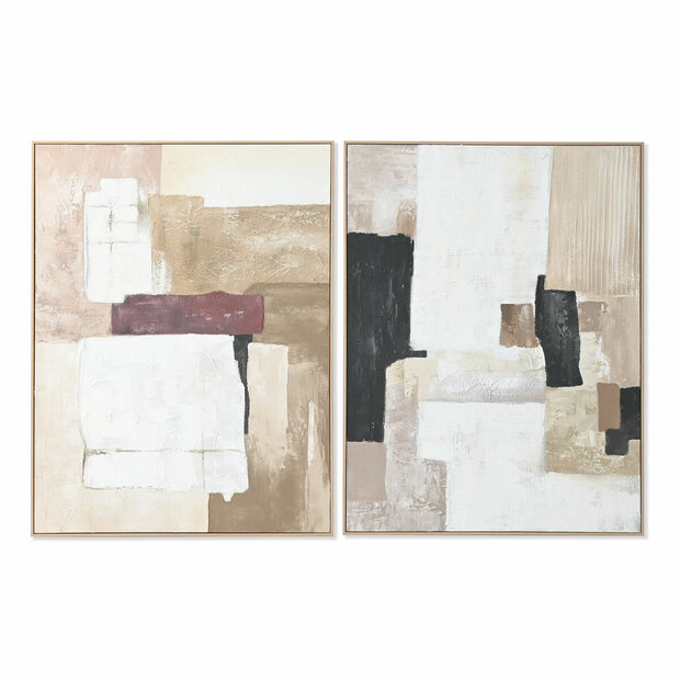 Schilderij Home ESPRIT Wit Beige Abstract Stads 92 x 4,5 x 121,5 cm (2 Stuks) 1