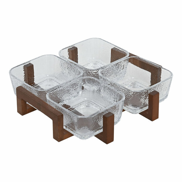 Snackdienblad Home ESPRIT Transparant Natuurlijk 300 ml 22 x 22 x 6 cm 1