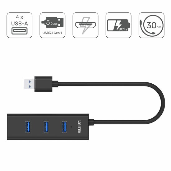USB-HUB 4 Poorten Unitek Y-3089 Zwart 7