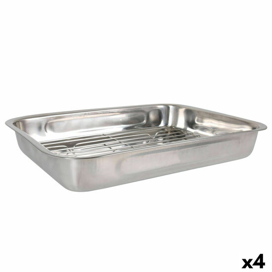 Ovenschaal Quttin Staal Zilverkleurig Rechthoekig 43,4 x 31,2 cm (4 Stuks) 1
