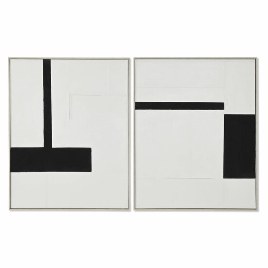 Schilderij Home ESPRIT Wit Zwart Abstract Modern 82 x 3,8 x 102 cm (2 Stuks) 1