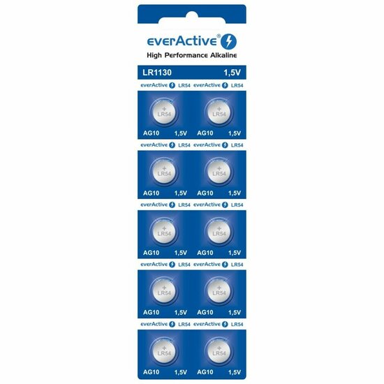 Batterijen EverActive AG10 G10 LR1130 LR54 1,5 V (10 Stuks) 1